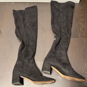 Black Suede Knee-High Boots